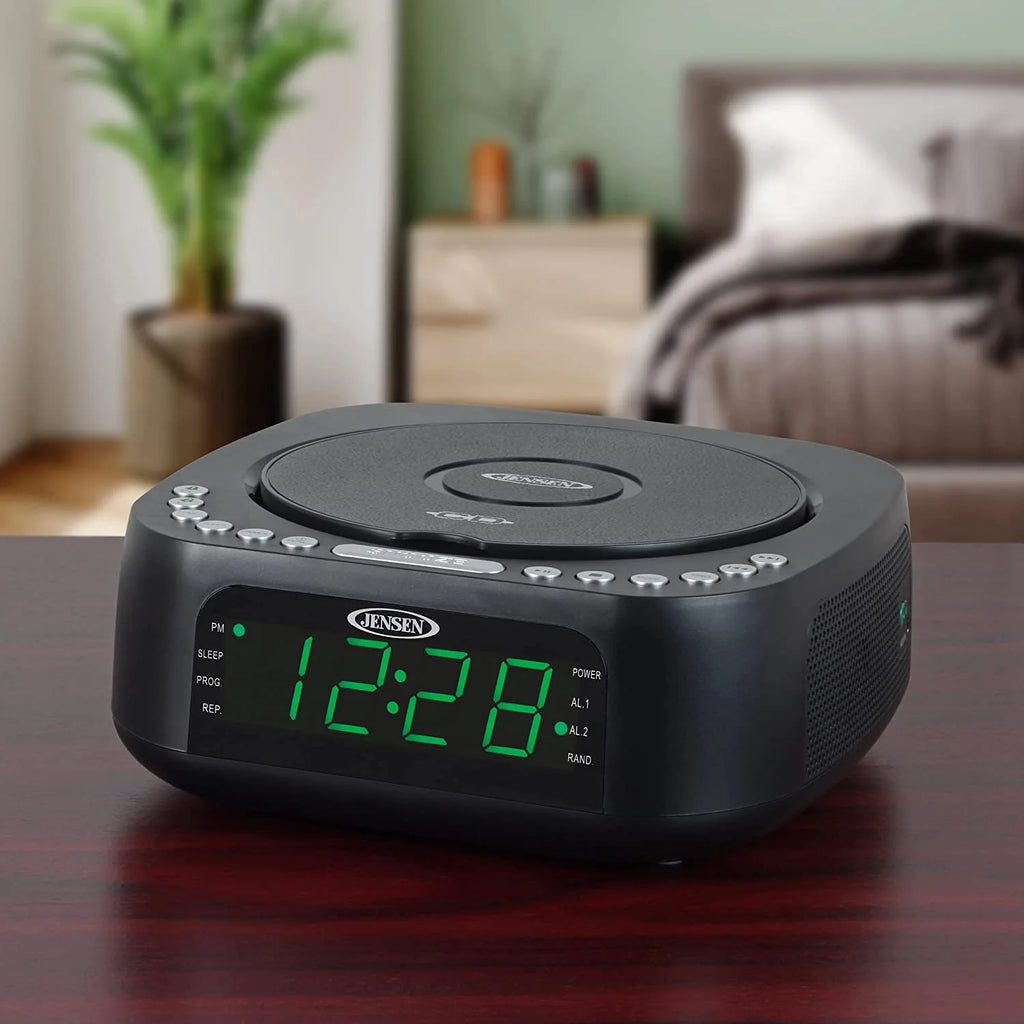 CD Player Tabletop Stereo Dual Alarm Clock Digital FM Radio D9073