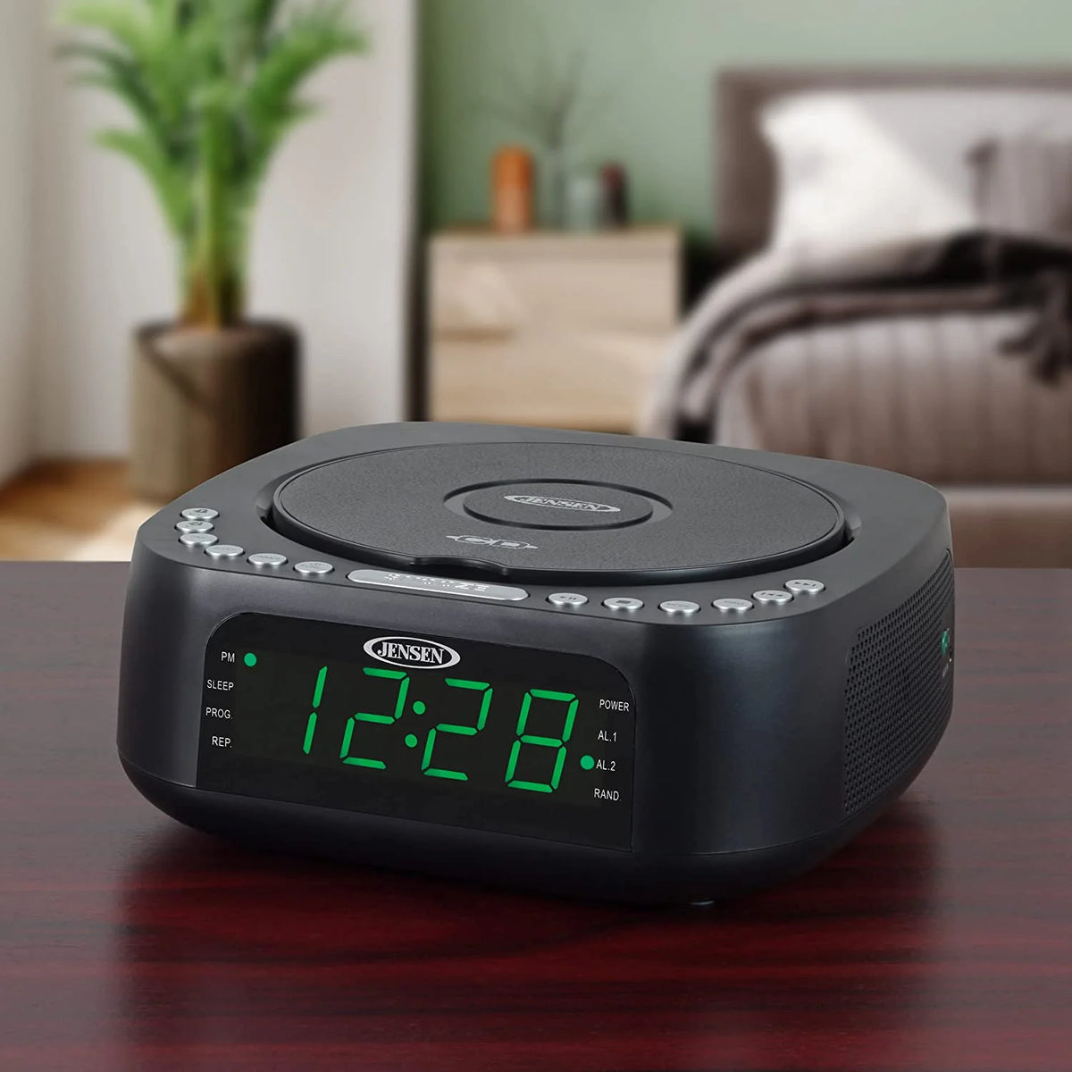 CD Player Tabletop Stereo Dual Alarm Clock Digital FM Radio D9073