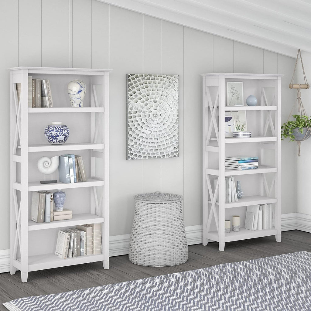 Pure White Oak 5 Shelf Bookcase Set Z29841