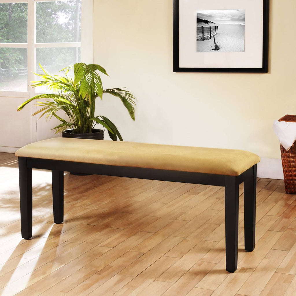 Goldtone Microfiber Black Wood Base Gold Bench J539820