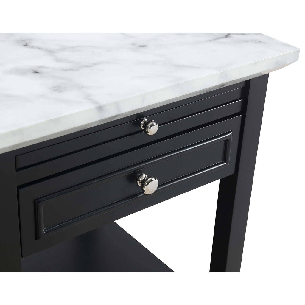 White Faux Marble End Table with Drawer K2899