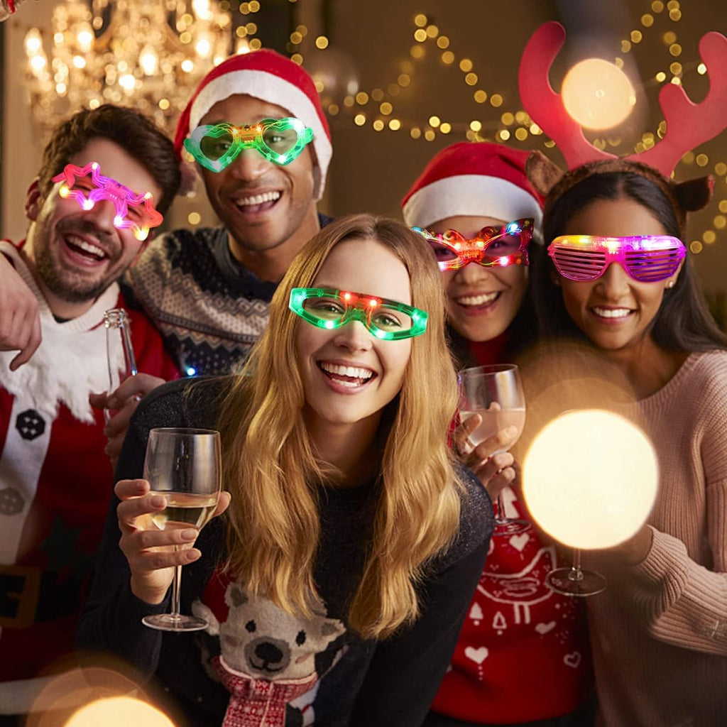 21 Pcs LED Glasses 7 shapes 6 LED Glow In The Dark Party Supplies W693307
