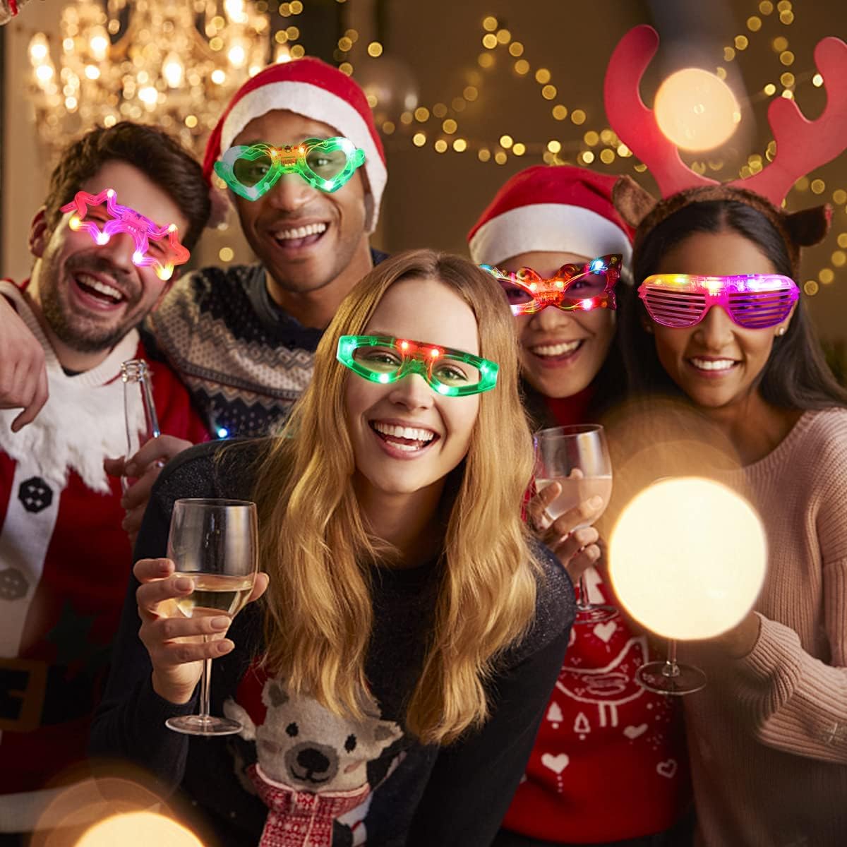 21 Pcs LED Glasses 7 shapes 6 LED Glow In The Dark Party Supplies W693307