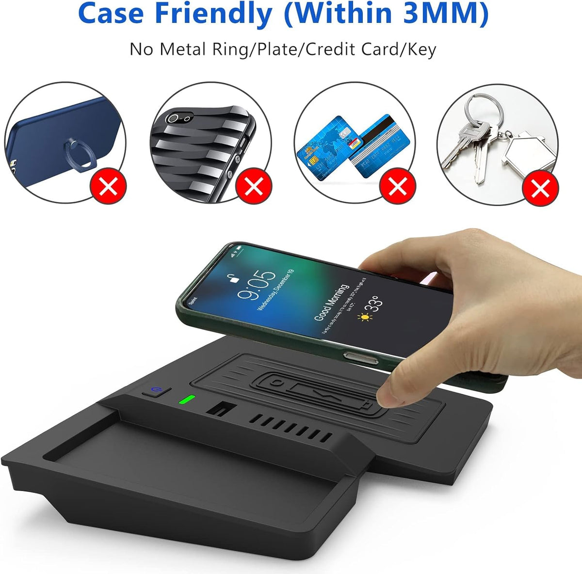 Wireless Charging Pad Center Console Organizer I6569
