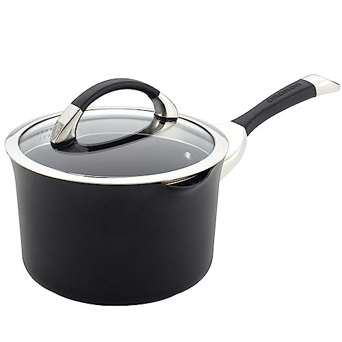 3.5 Quart Black Hard Anodized Nonstick Saucepan with Lid V630289