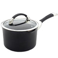 3.5 Quart Black Hard Anodized Nonstick Saucepan with Lid V630289