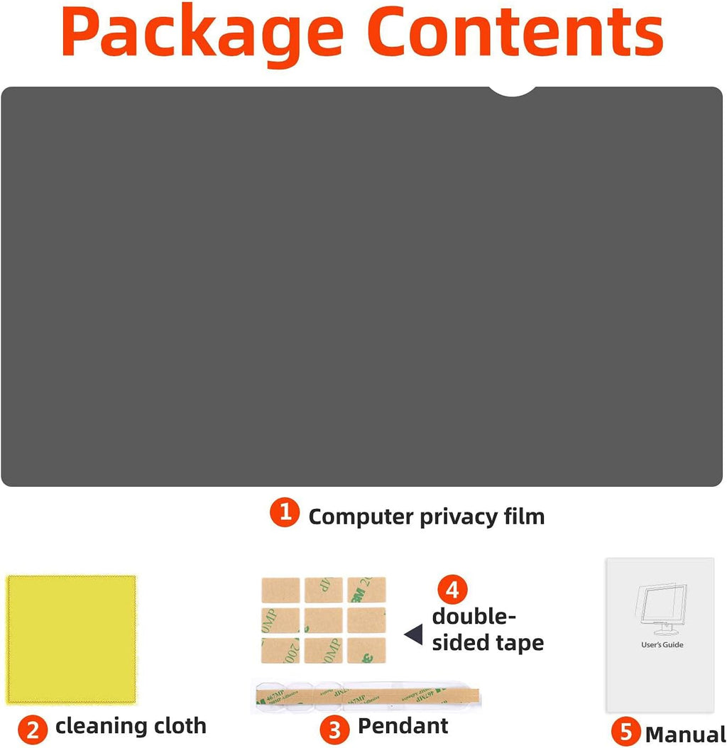 24 Inch Computer Privacy Screen Filter for 16:9 Widescreen Monitor, Transparent Black Pack of 2 N5044