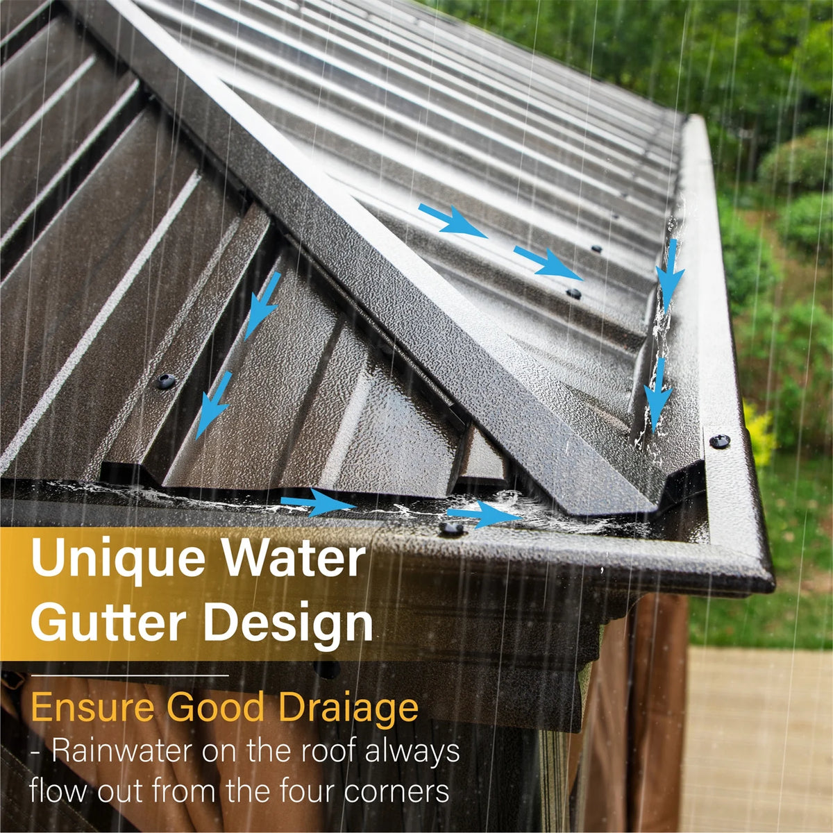 Brown Galvanized Steel Double Roof Patio Gazebo Y608