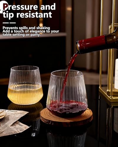24 Pack 10 OZ Clear Plastic Wine Glasses with Stem S71602