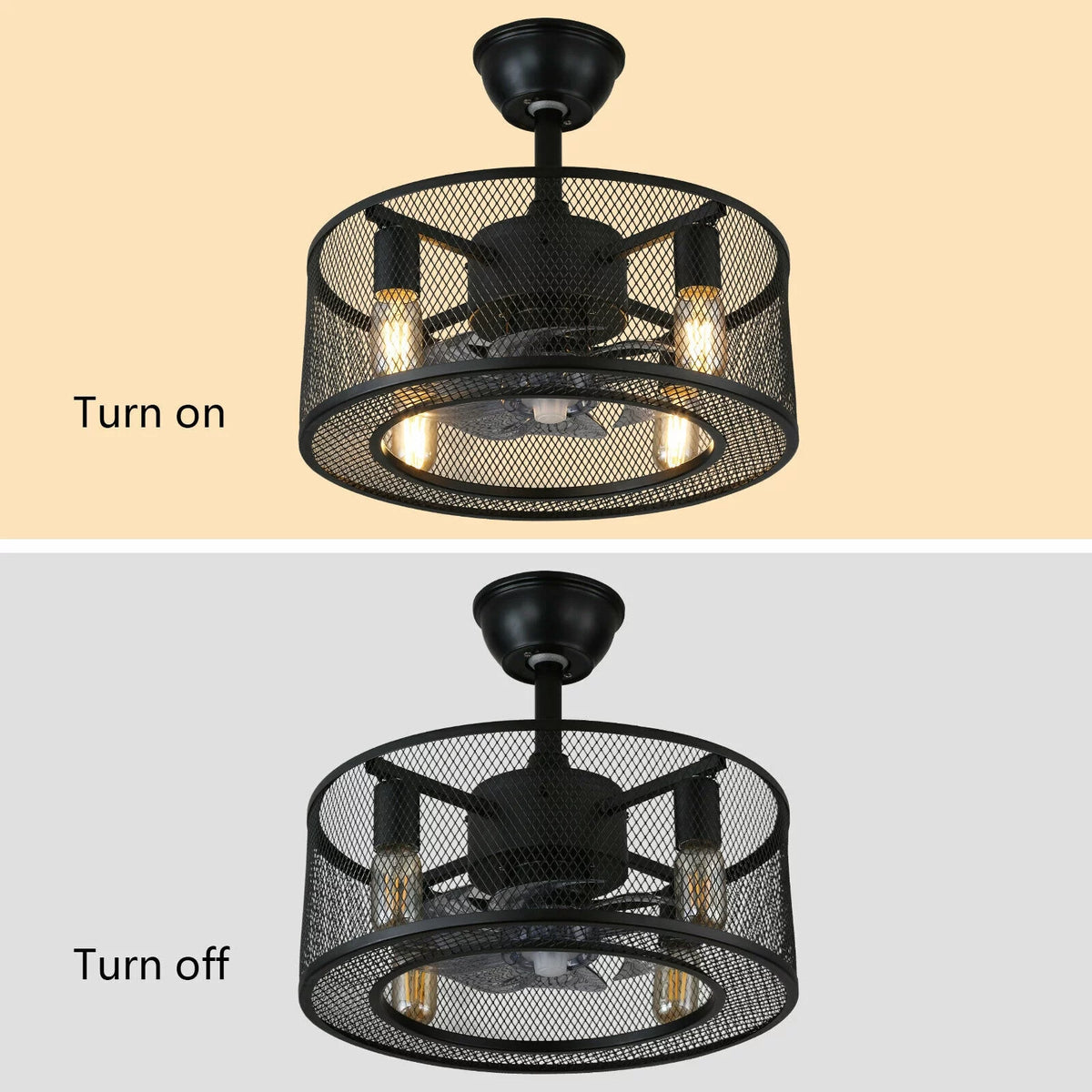 Caged Ceiling Fan Light with Remote J485863