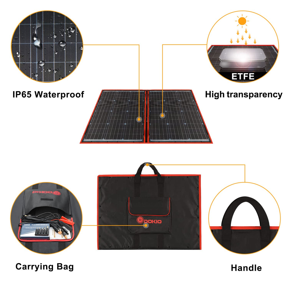 110w 18v Portable Foldable Solar Panel Kit with Controller 2 Usb Output F9336