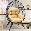 Oversized Grey Wicker Egg Chair with Stand and Cushion X149621