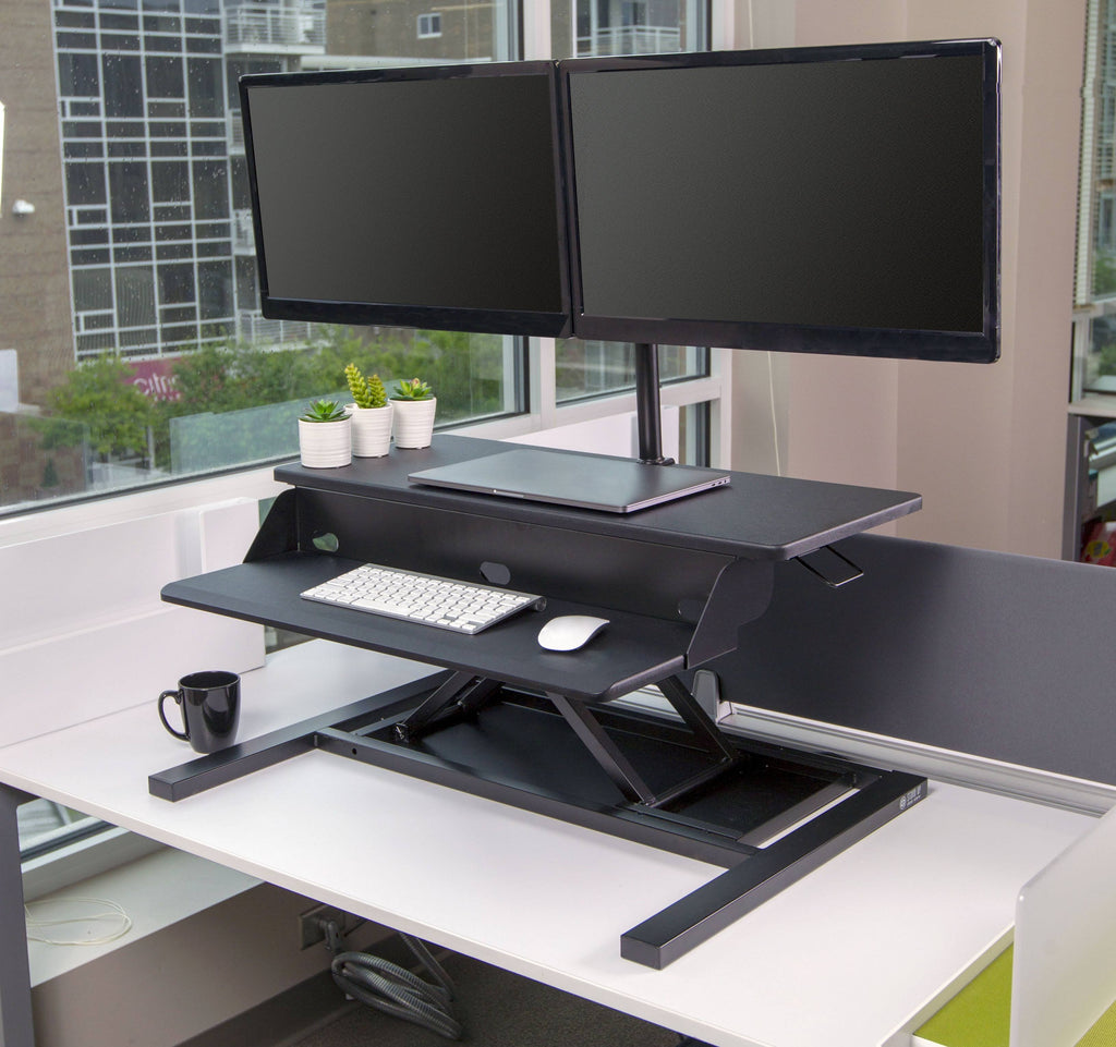 Adjustable Standing Desk Converter with Dual M E696