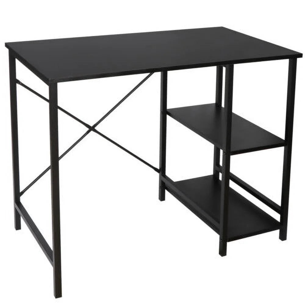 Black Computer Desk with 2 Tier Shelves 36" H35109