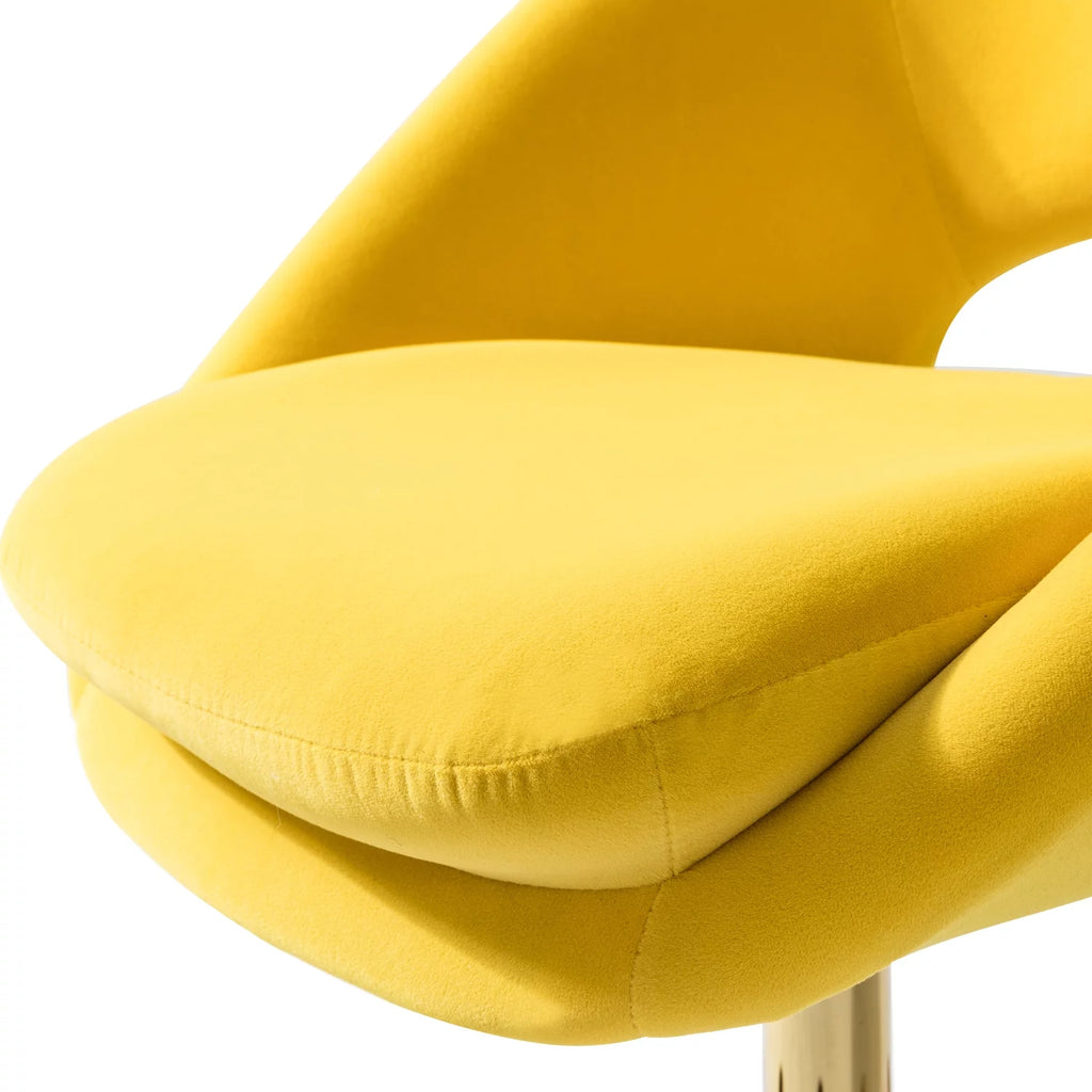Yellow Velvet Adjustable Swivel Home Office Chair B3716