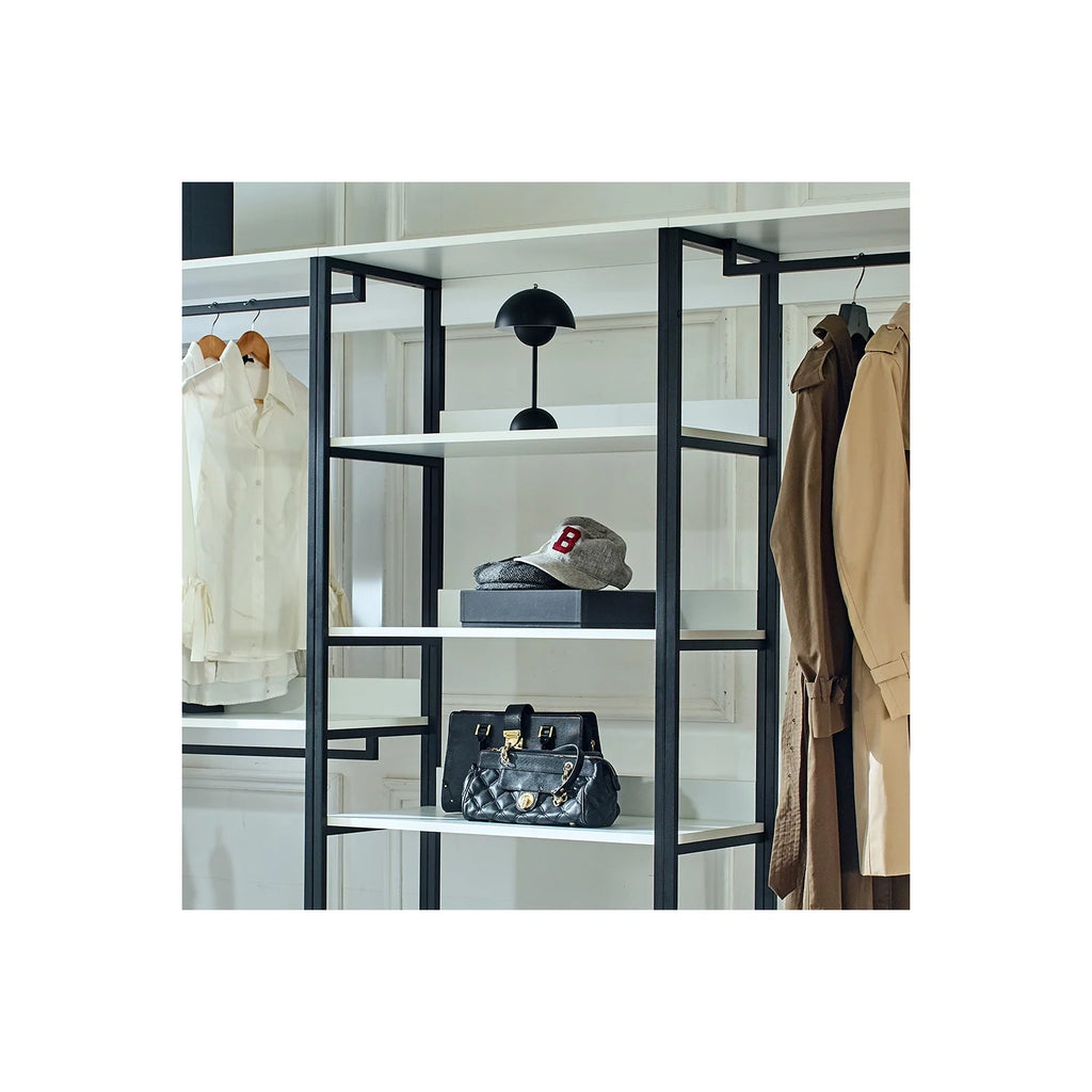 White Freestanding Wood Closet System with Metal Frame I14575