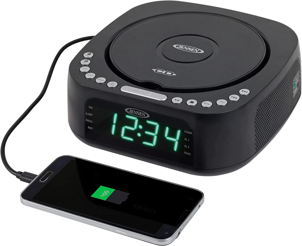 CD Player Tabletop Stereo Dual Alarm Clock Digital FM Radio D9073
