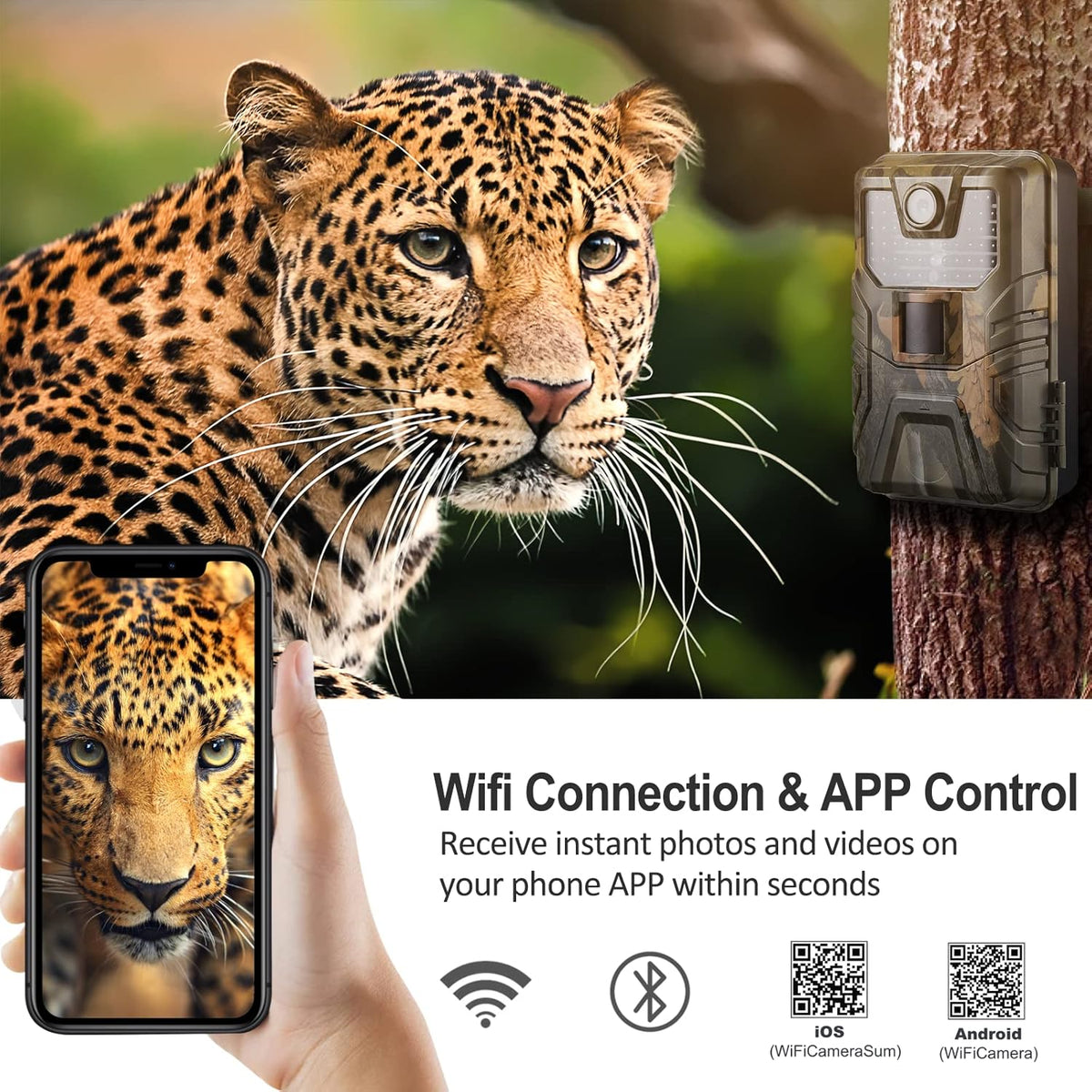 Wifi Trail Camera 30 MP 4K Bluetooth Wireless 65FT Night Vision IP66 S132864
