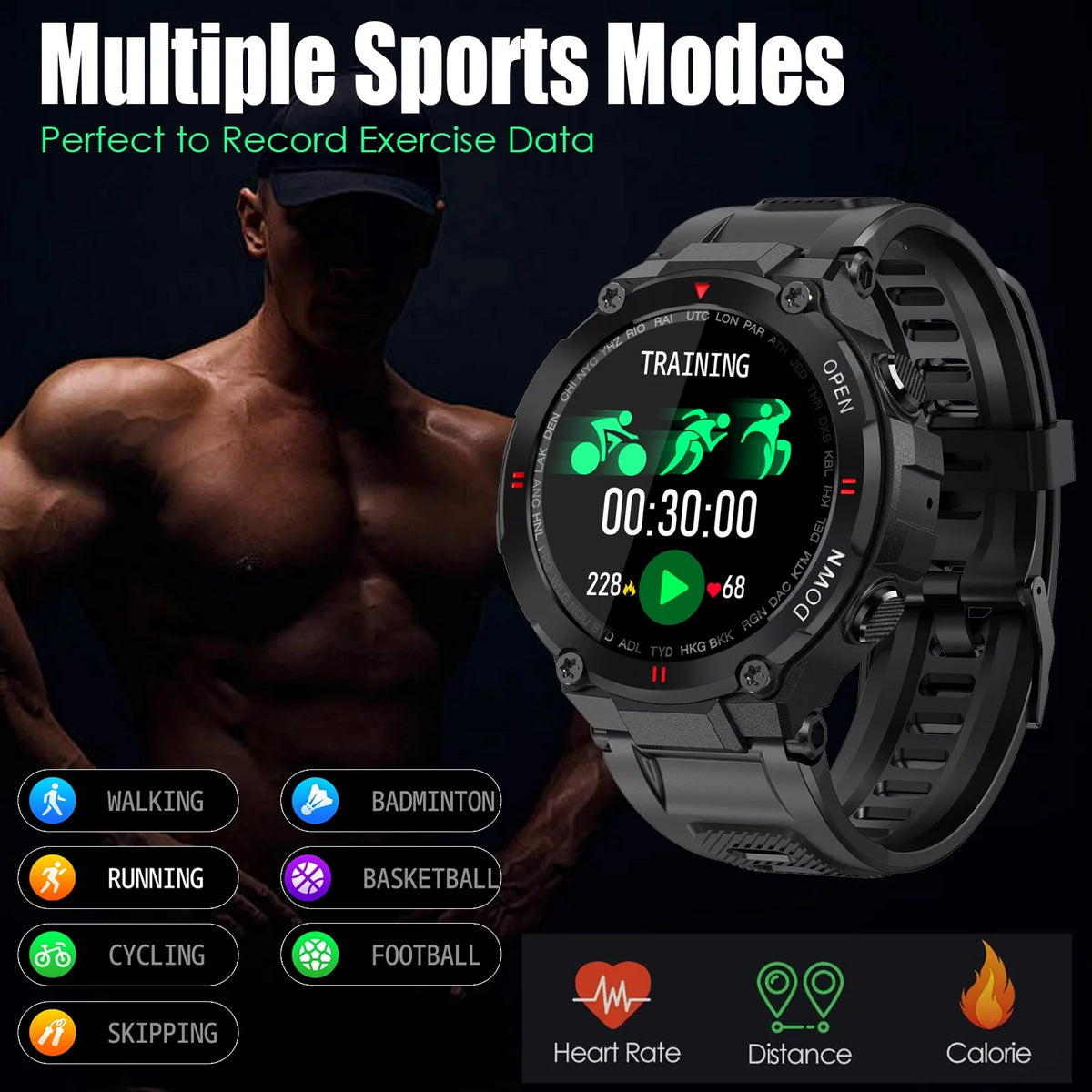 1.3'' HD Touch Screen Tactical Smartwatch V31297