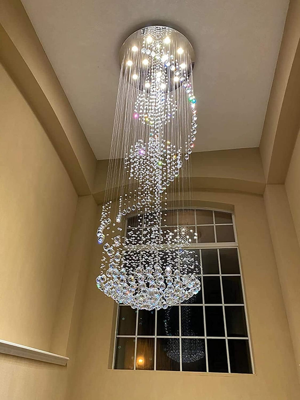 Modern Contemporary Spiral Round Rain Drop K9 Crystal Chandelier Light Fixture S63843