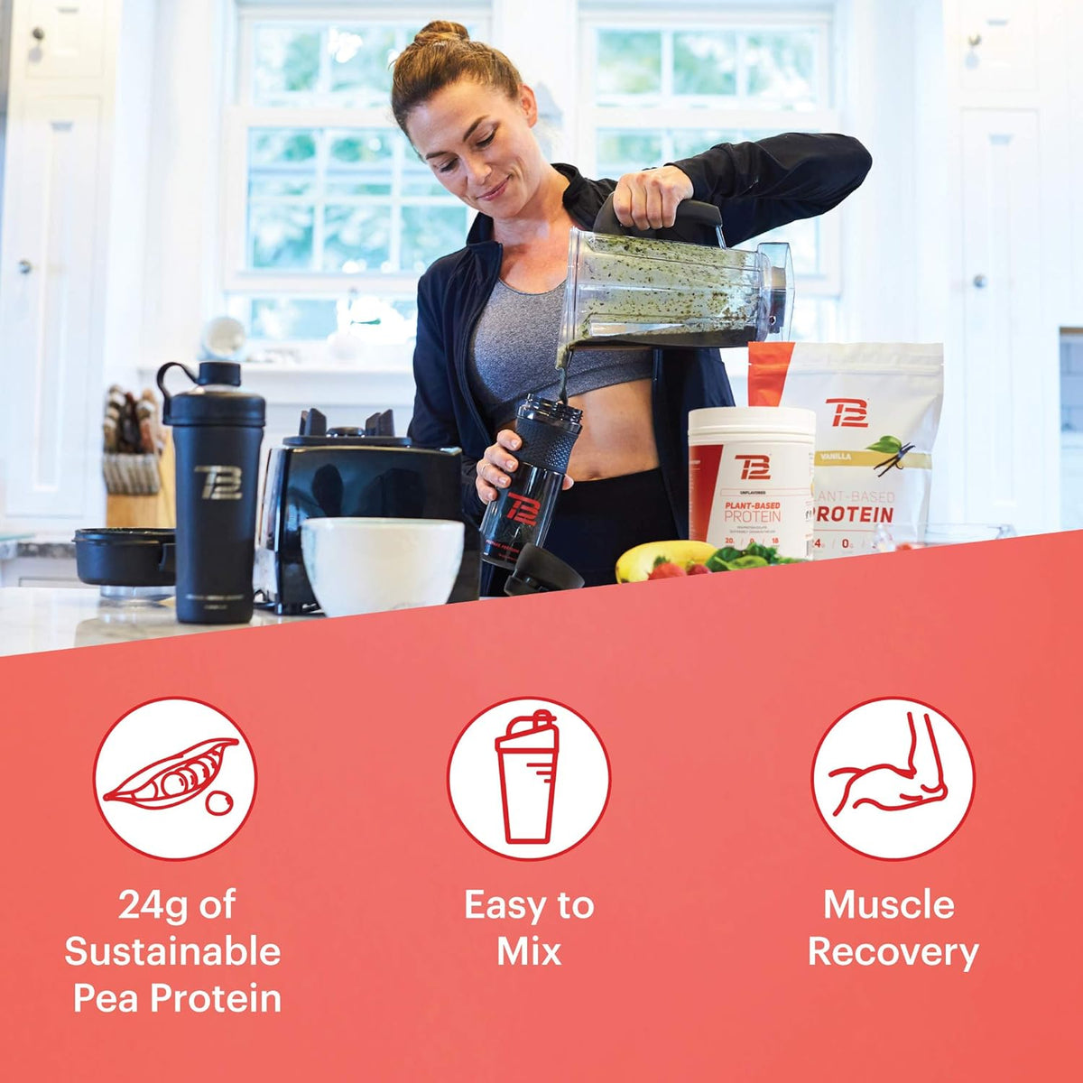 Plant Based Pea Protein Powder Vanilla Vegan 18 Servings Pack of 2 U970493