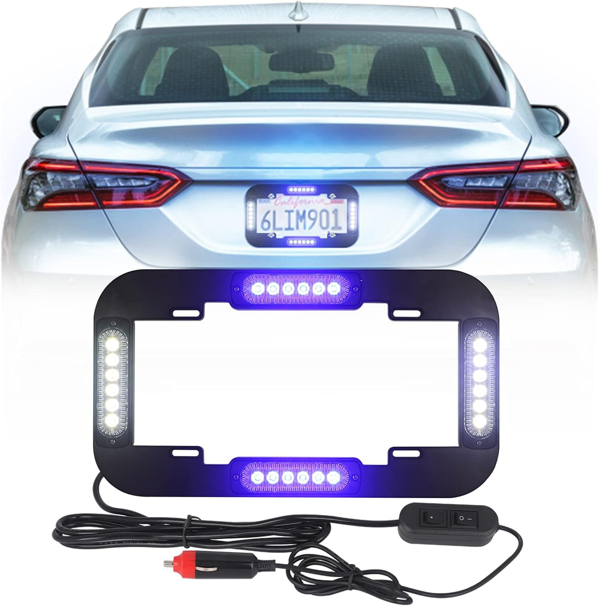 Amber and White 13.5 inch 24 LED Emergency Strobe Lights Pack of 2 A393