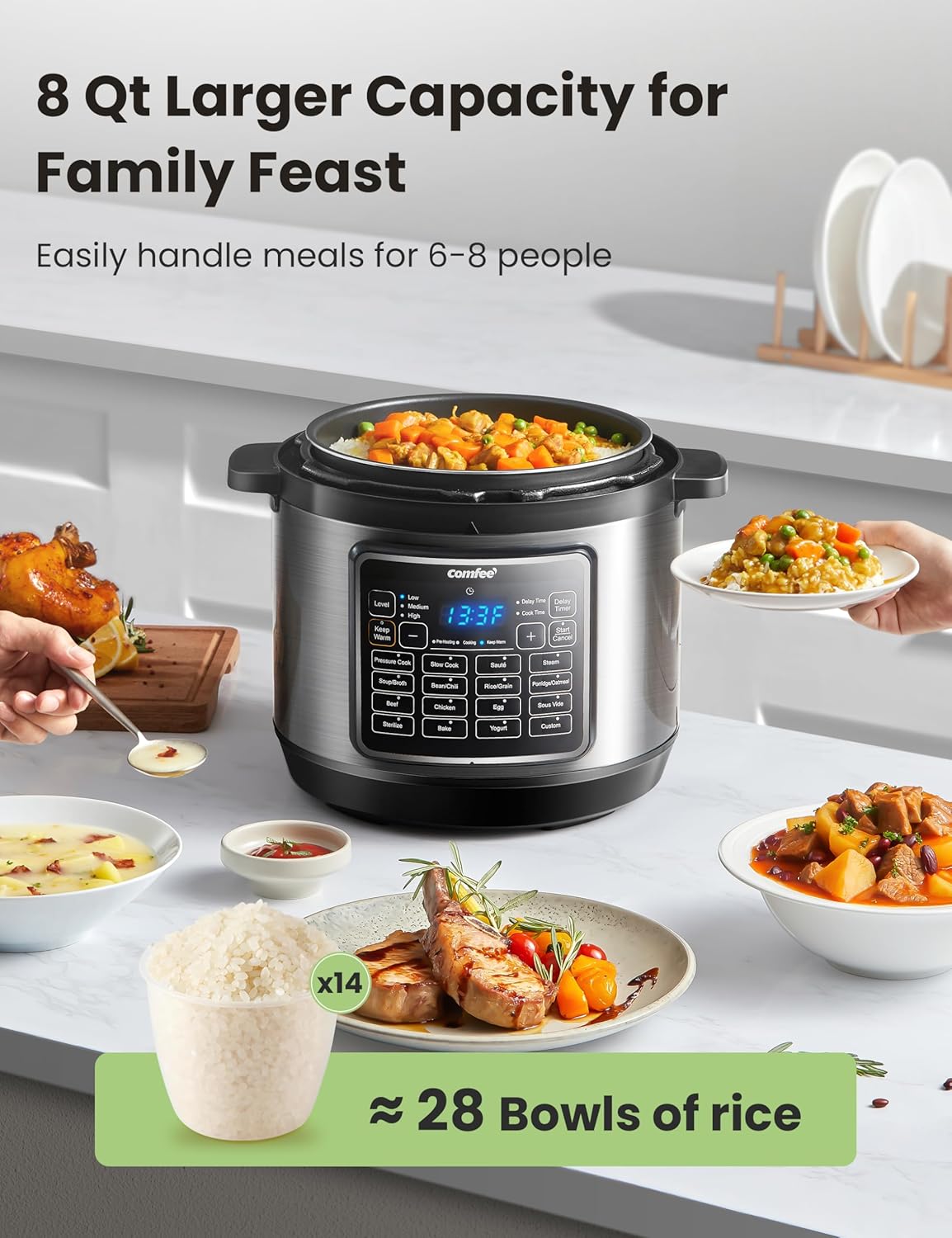 16 in 1 Electric Pressure Cooker 8 Quarts Stainless Steel V96889