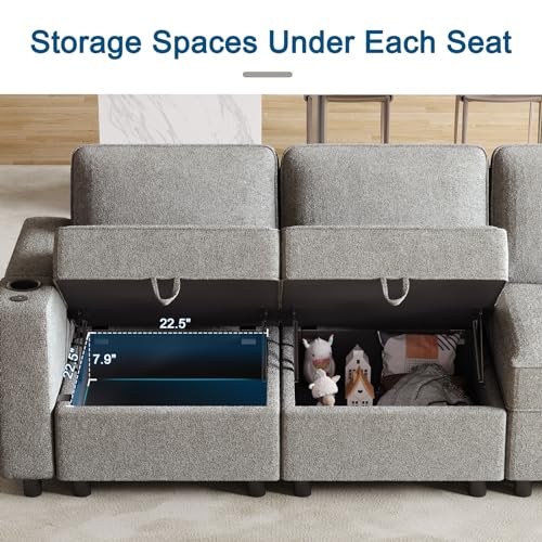 Modular Sectional Sleep Sofa with Storage and LED Light W3895
