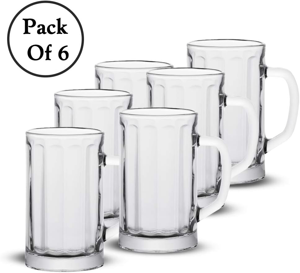 17 Ounce Clear Beer Mugs, Set of 6 V610