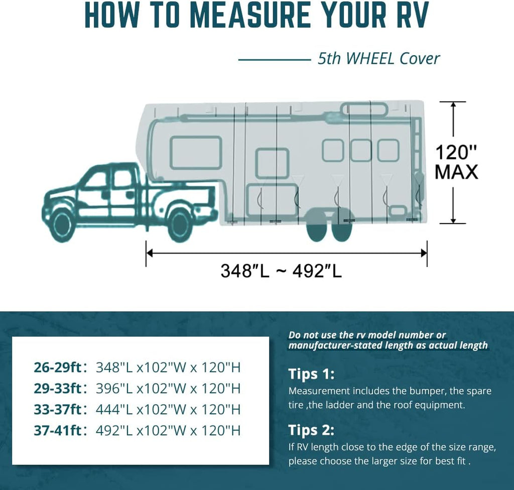 5 Layers RV Cover Fits 26'-29' Motorhome with Tire Covers C1036