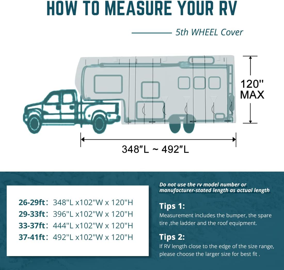 5 Layers RV Cover Fits 26'-29' Motorhome with Tire Covers C1036