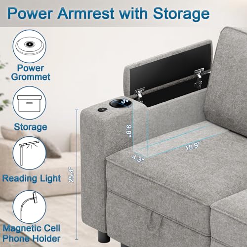 Modular Sectional Sleep Sofa with Storage and LED Light W3895