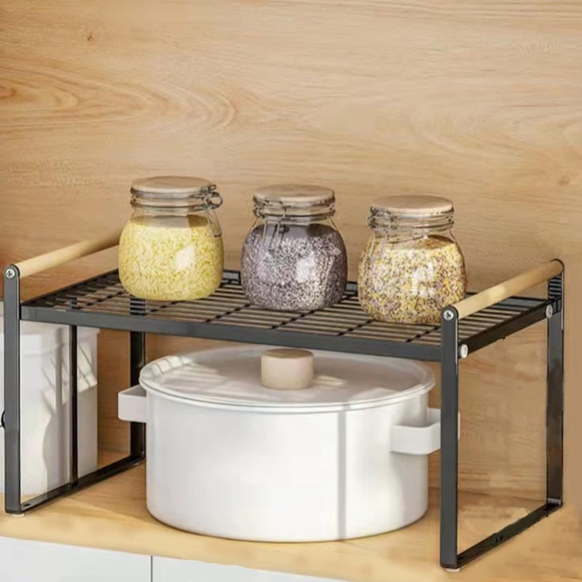 Carbon Steel Stackable Kitchen Cabinet Shelf Organizer F582874