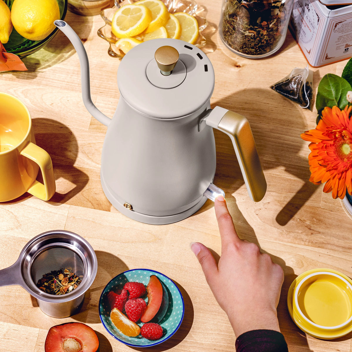 1-Liter Electric Gooseneck Kettle 1200 W Porcini Taupe U9873