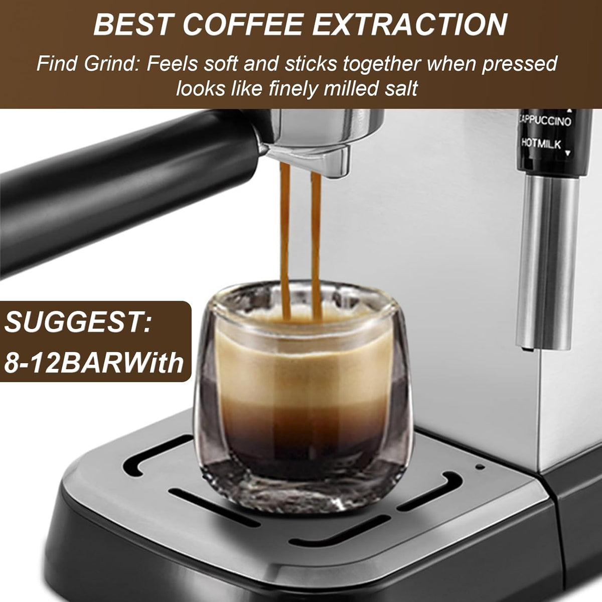 15 Bar Espresso Machine with Milk Frother Steamer A79274