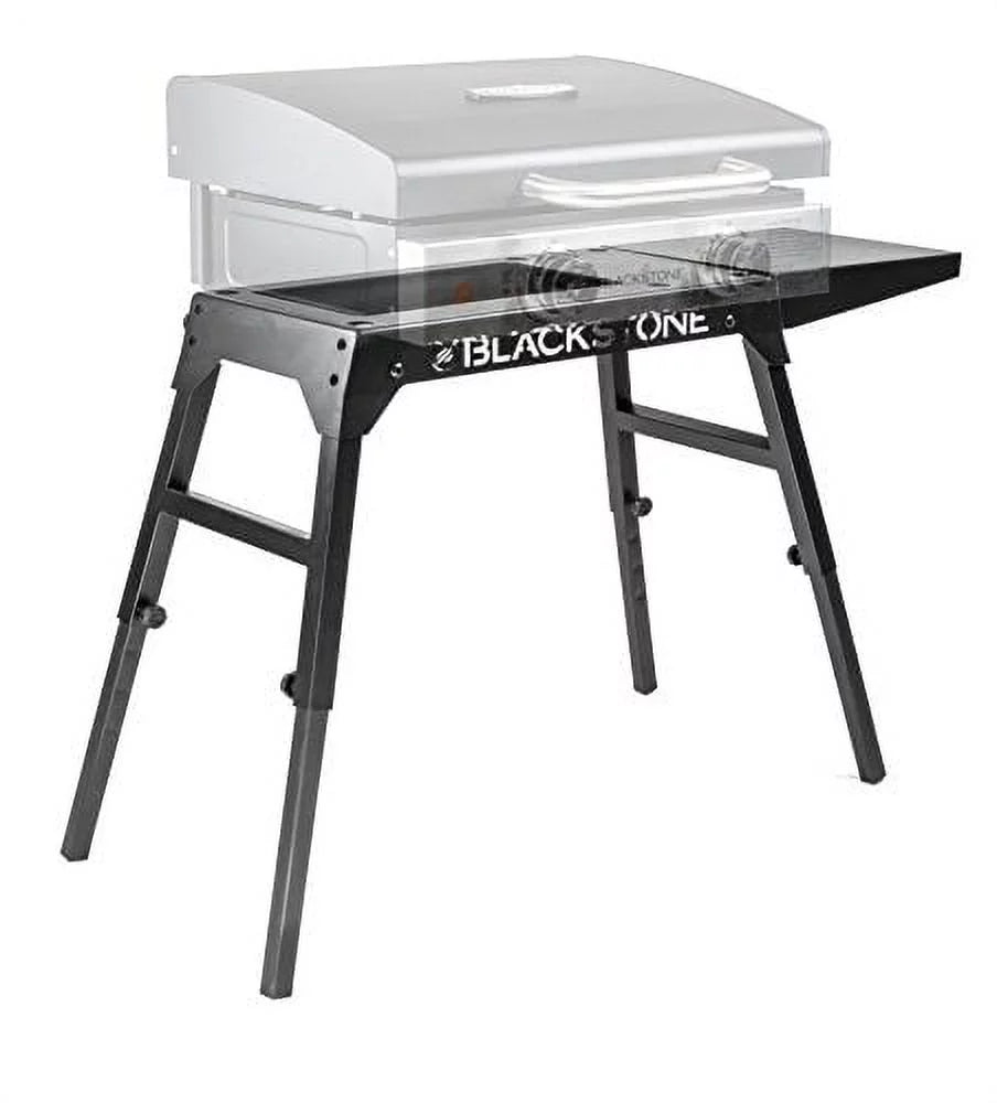 Black Universal Griddle Stand with Adjustable Leg and Side Shelf X411080