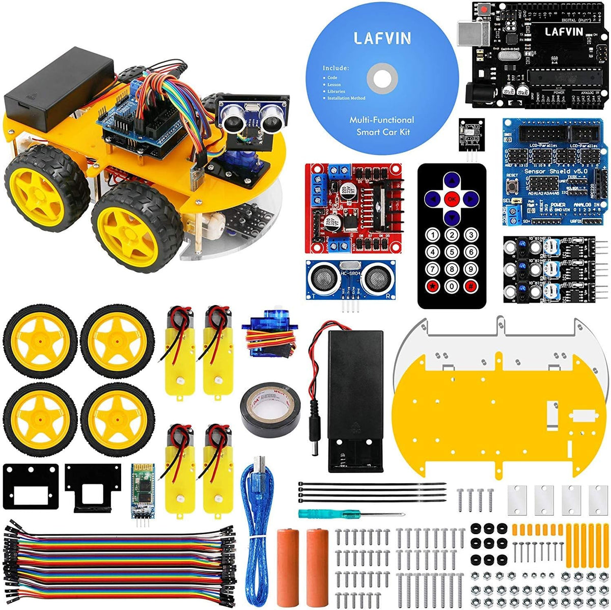 Smart Robot Car Kit with Ultrasonic Sensor and Bluetooth Module F353