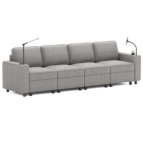 Modular Sectional Sleep Sofa with Storage and LED Light W3895