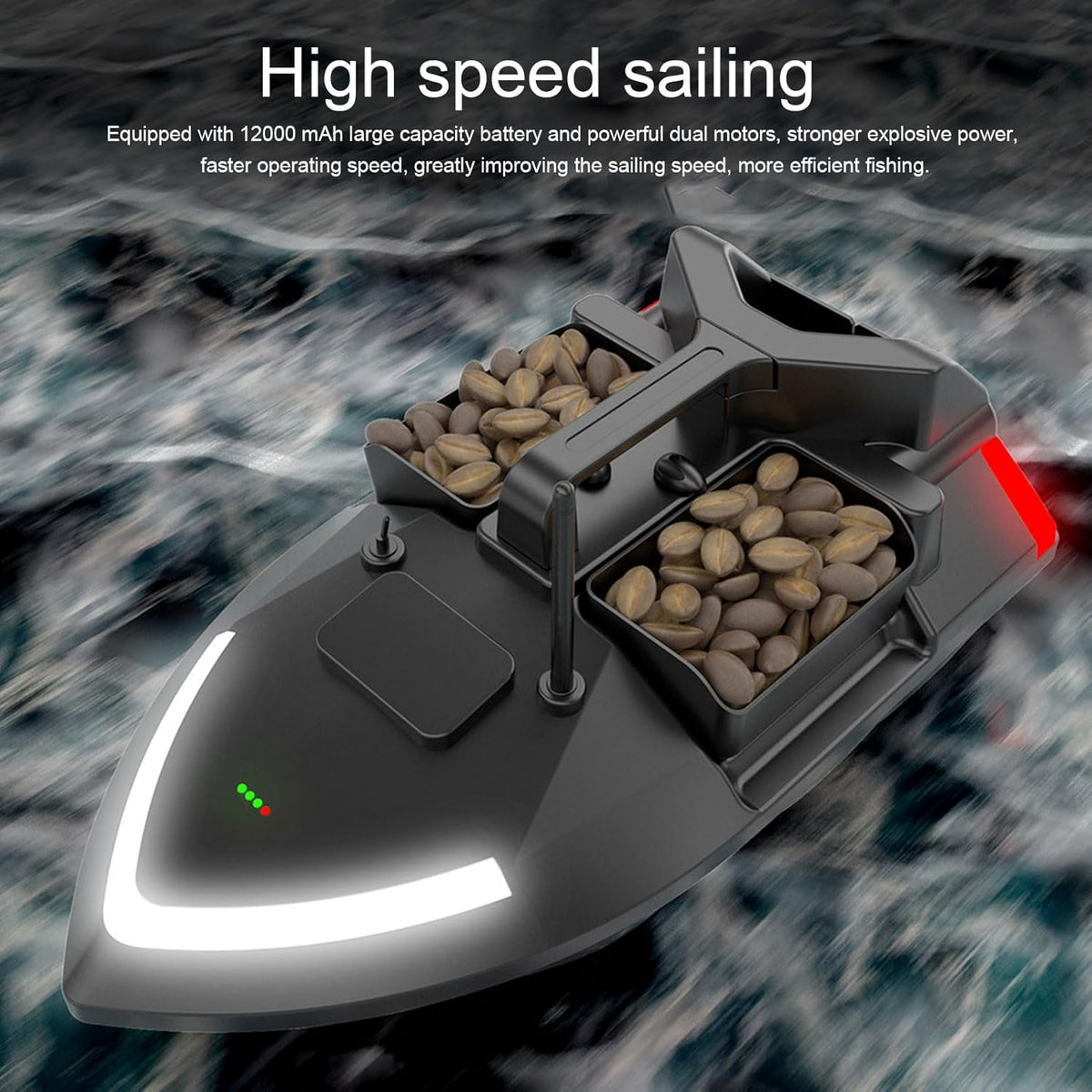 Double Motors RC Fishing Bait Boat 500M Range Load 4.4Lbs Z868