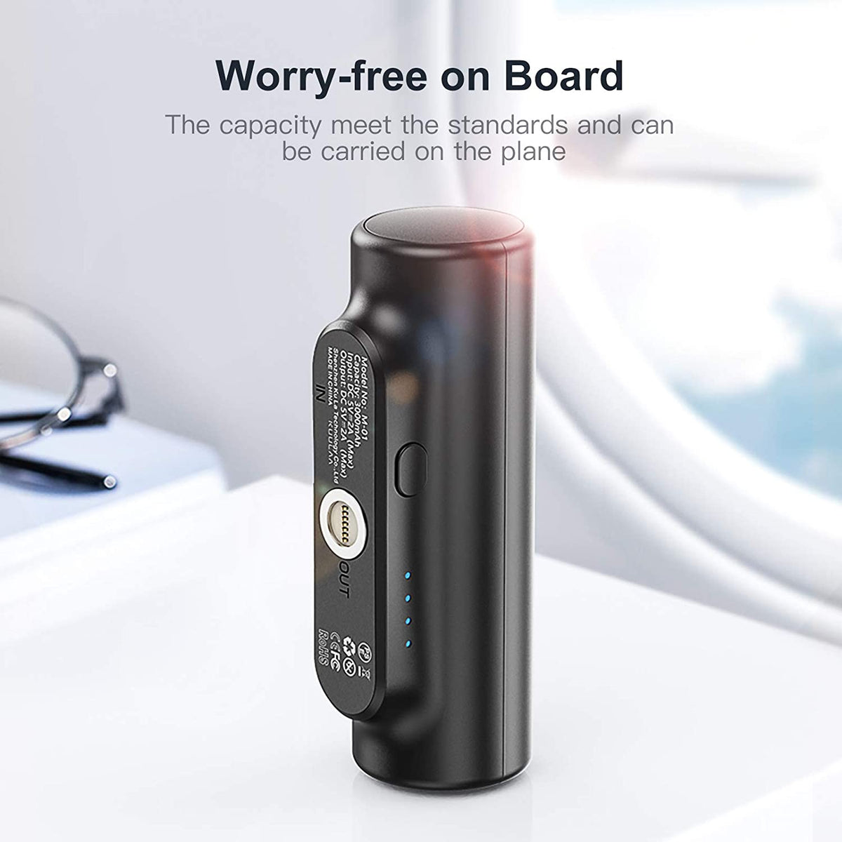 3 in 1 Magnetic 3000mAh Mini External Battery Pack Portable Charger with 3 Plugs (Black) E6297