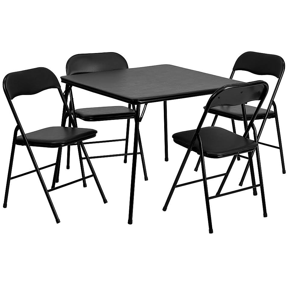 5-Piece Folding Card Table and Chairs in Black A4844