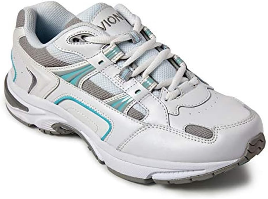 White and Blue Leather Walking Shoes 11 Wide Z614399