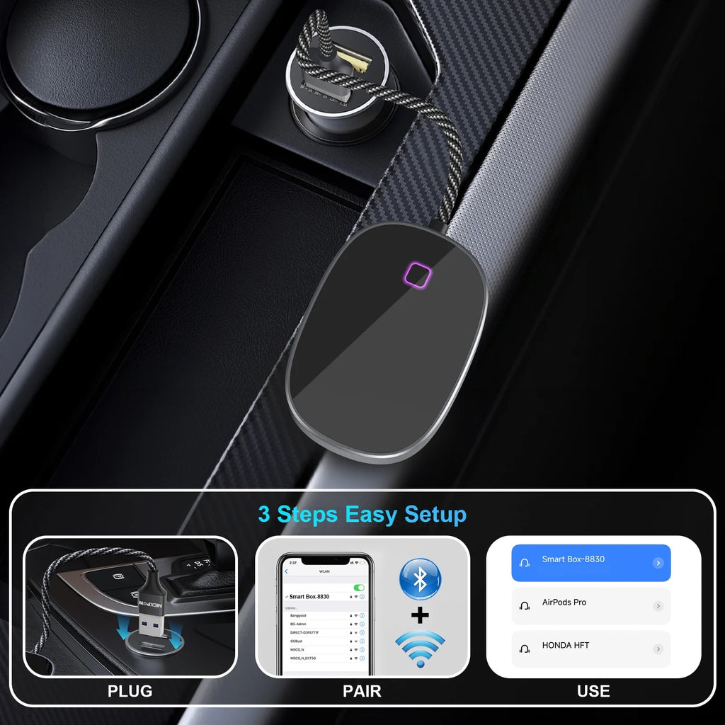 2 in 1 Wireless CarPlay & Android Auto Car Adapter, Grey Y31366