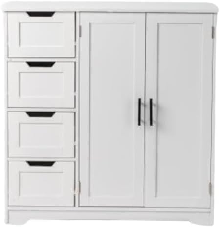 White Bathroom Storage Cabinet with Doors and Drawers 31.5" L x 11.81" W x 31.5" H L908