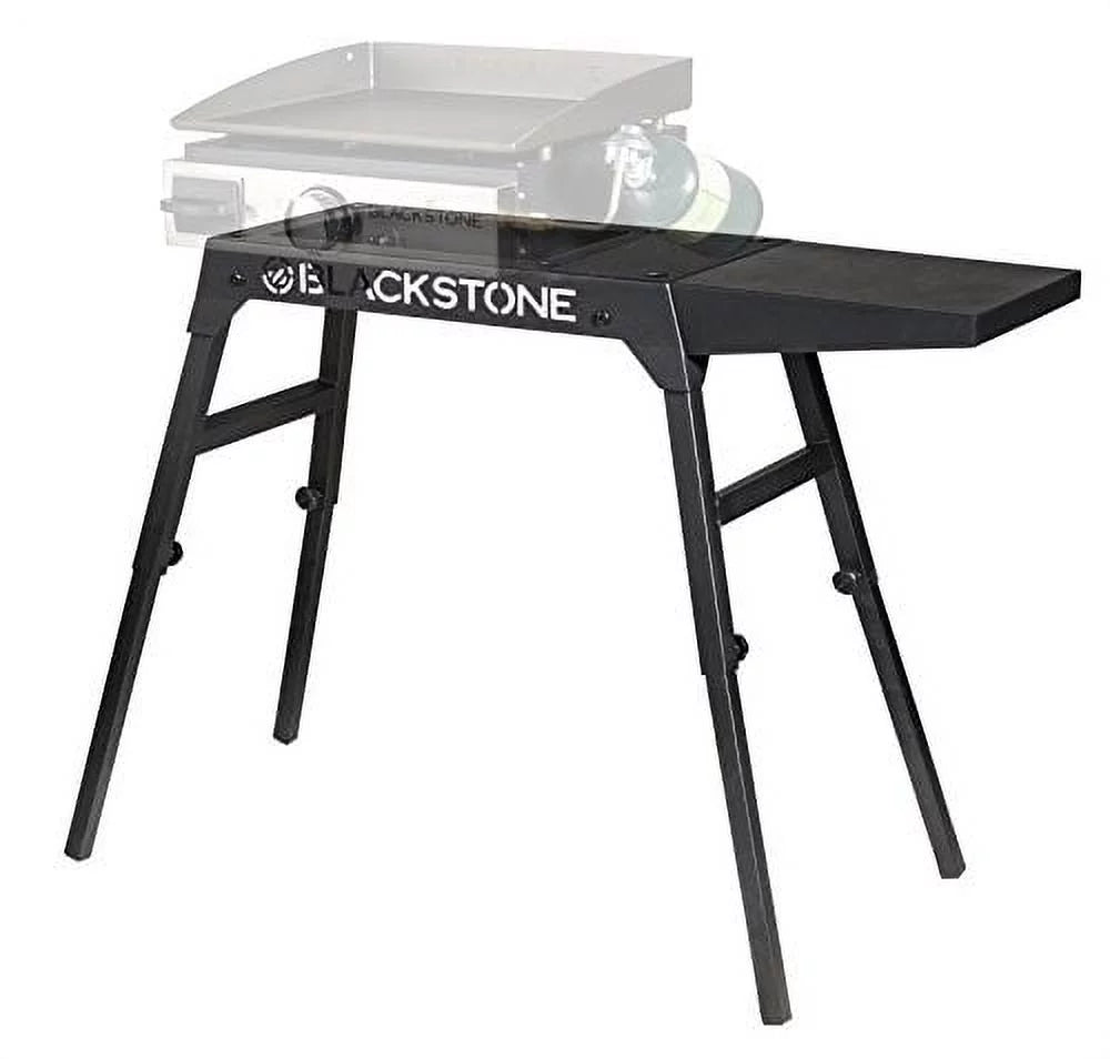 Black Universal Griddle Stand with Adjustable Leg and Side Shelf X411080