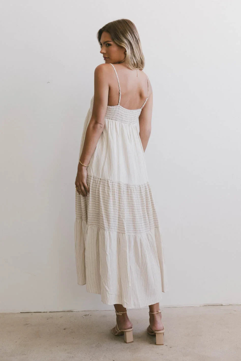 Striped Midi Dress in Natural J28708