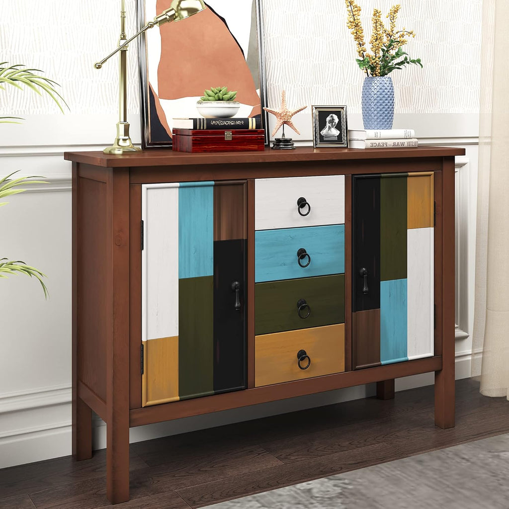 Wood Storage Cabinet with 4 Drawers and 2 Cabinet B4117