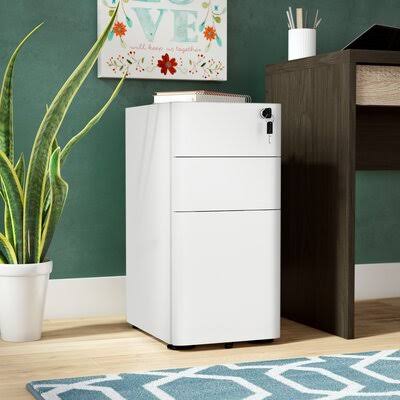 White 3-Drawer Mobile Vertical Filing Cabinet Q7231
