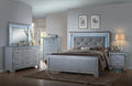 Queen Size LED Backlit Upholstered Bed Dresser Mirror Nightstand Chest Wooden Furniture Set Q75098