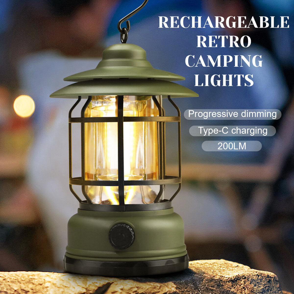 USB Rechargeable LED Camping Lantern Flashlight Lamp V556